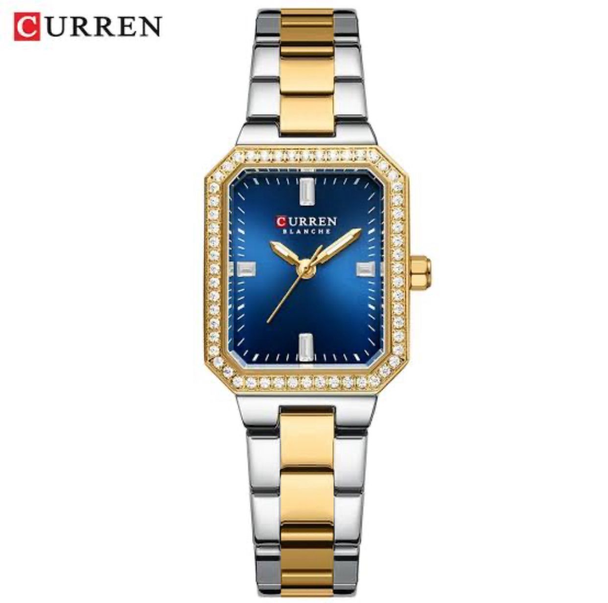 CURREN Women’s Two-Tone Gold Silver Watch – Elegant Rectangular Dial Fashion Wristwatch - Image 4