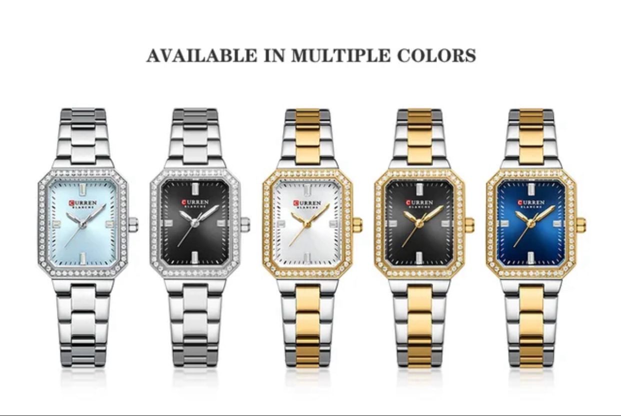 CURREN Women’s Two-Tone Gold Silver Watch – Elegant Rectangular Dial Fashion Wristwatch - Image 6
