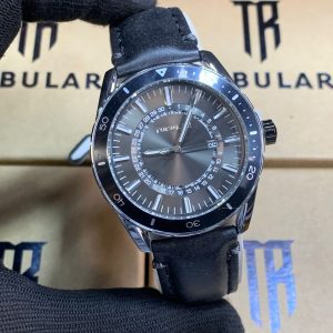TUBULAR Men’s Black Watch – Classic Analog Wrist Watch with Date & Black Strap
