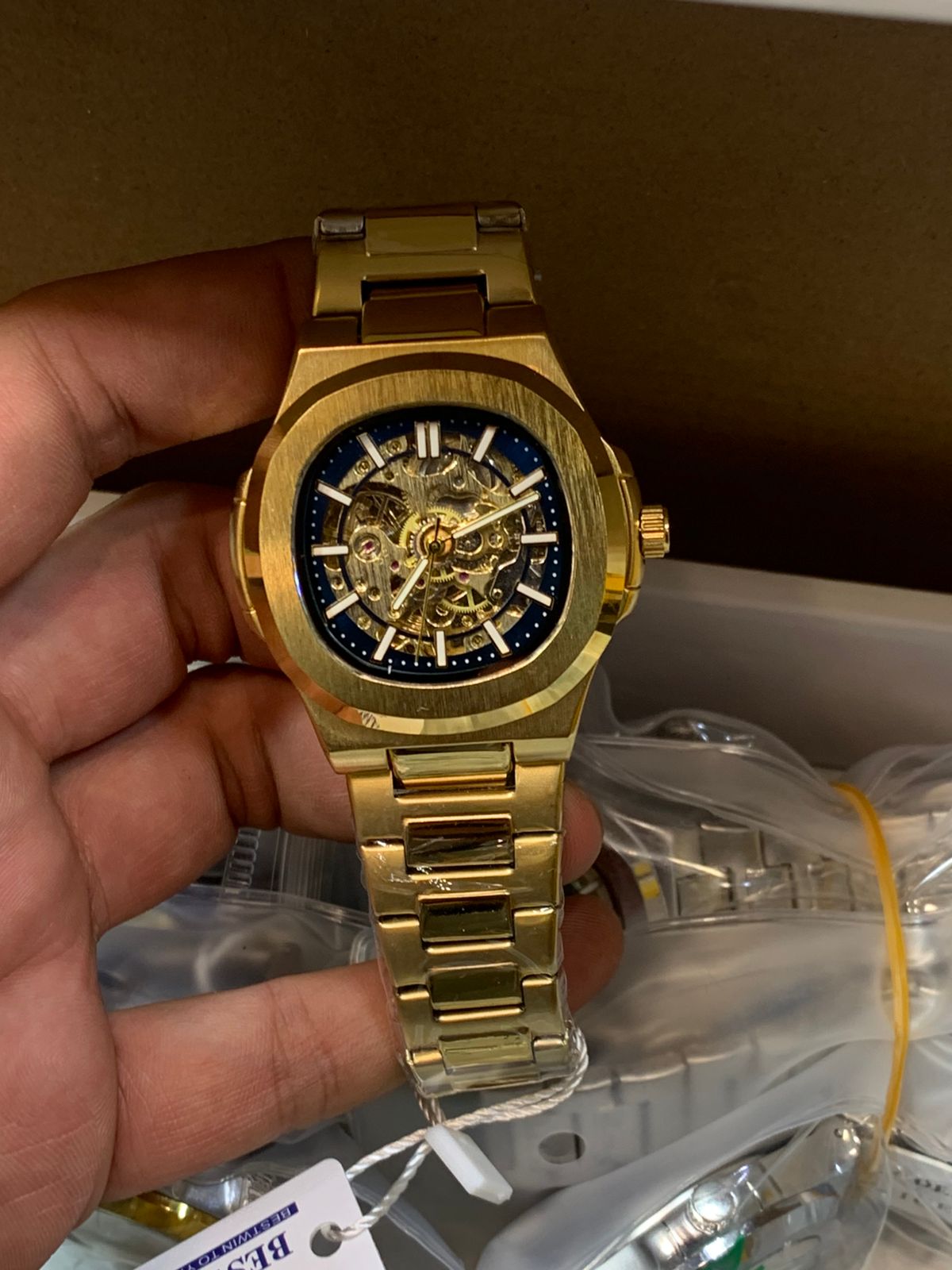 Men’s Luxury Skeleton Watch – Gold & Silver Two-Tone Automatic Style Wrist Watch - Image 7
