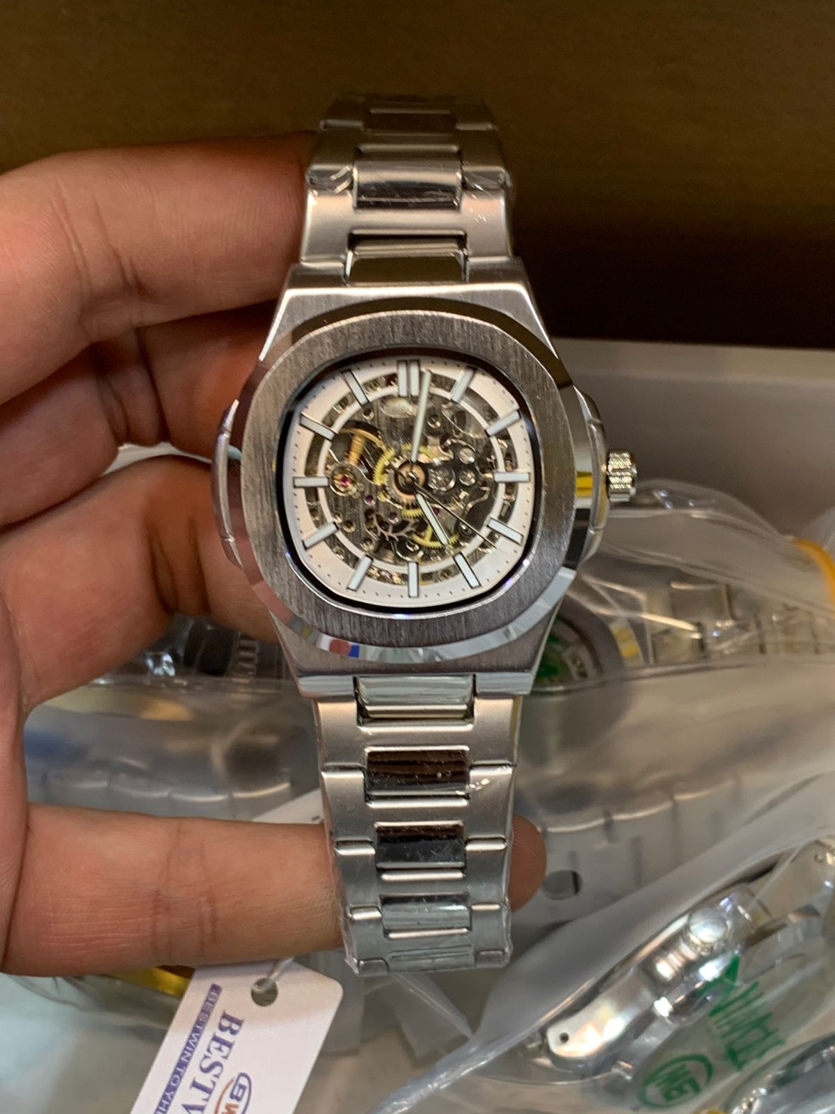 Men’s Luxury Skeleton Watch – Gold & Silver Two-Tone Automatic Style Wrist Watch - Image 8