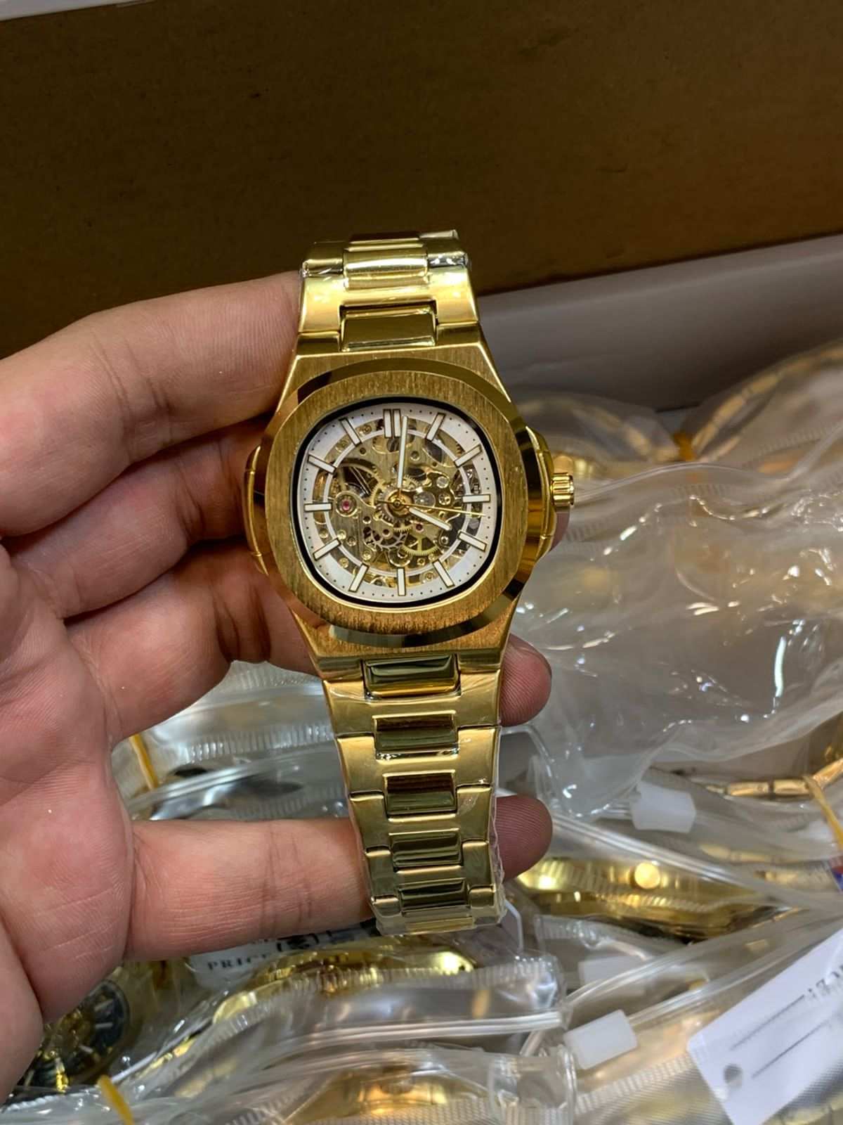 Men’s Luxury Skeleton Watch – Gold & Silver Two-Tone Automatic Style Wrist Watch - Image 3