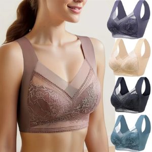 Women’s Seamless Lace Wireless Push-Up Bra – Plus Size Comfort Bra
